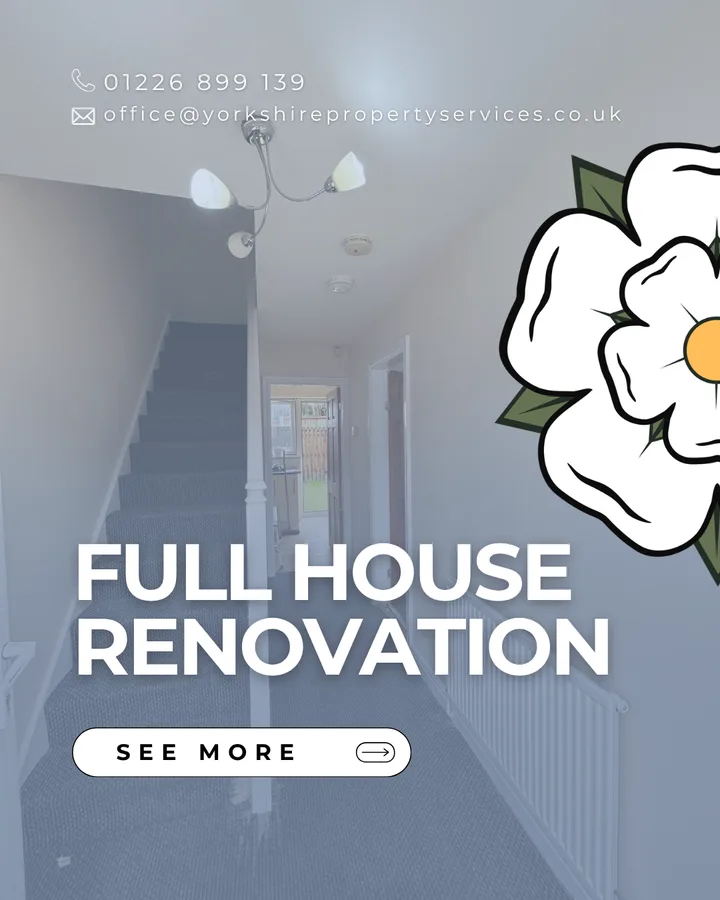 Yorkshire Property Services post: Full house renovation, a finished hallway and stairs with the white rose.